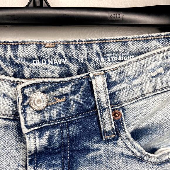Old Navy O.G. Straight Leg Higher High-Rise Jeans Secret Smooth Pockets Size 12 - Picture 3 of 16